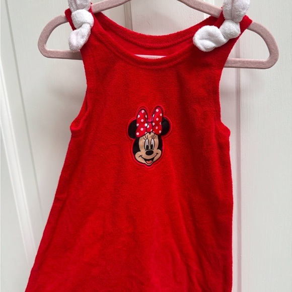 Disney Minnie Mouse 18M Red & White Terry Cloth Swimsuit Bathingsuit Cover Up - Picture 2 of 4